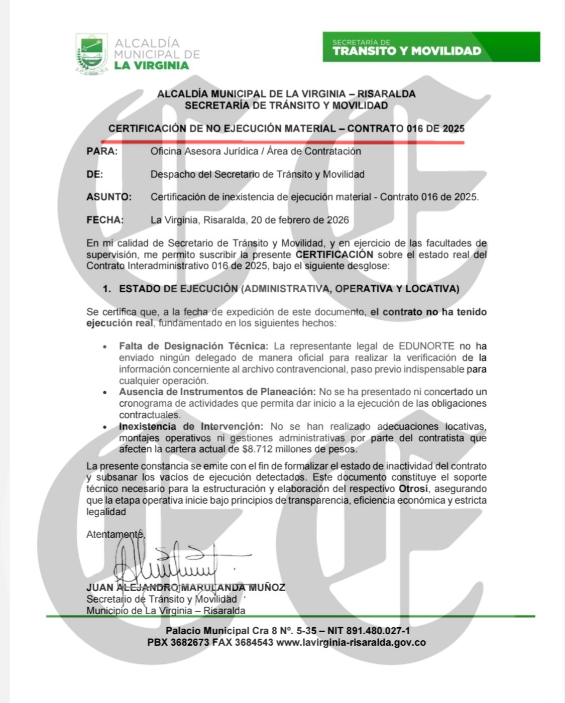 Alcalde de la Virginia en la mira de la Fiscalía por contrato millonario 20 alcalde de la virginia en la mira de la fiscalia por contrato millonario 17