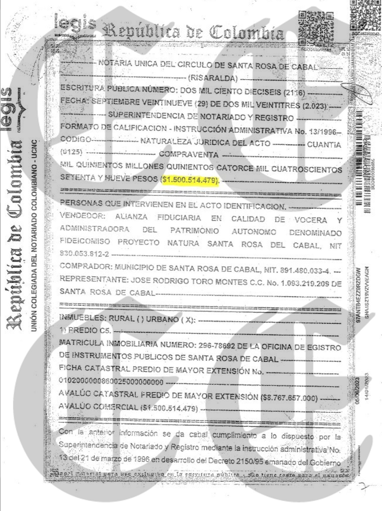 Fiscalía investiga lote que Toro compró en $1.500 millones y que salió de otro comprado en $568 millones, Juez le tumba tutela y valida nuestra investigación 18 fiscalia investiga lote que toro compro en 1 500 millones y que salio de otro comprado en 568 juez le tumba tutela y valida nuestra investigacion 8 1500millones 1