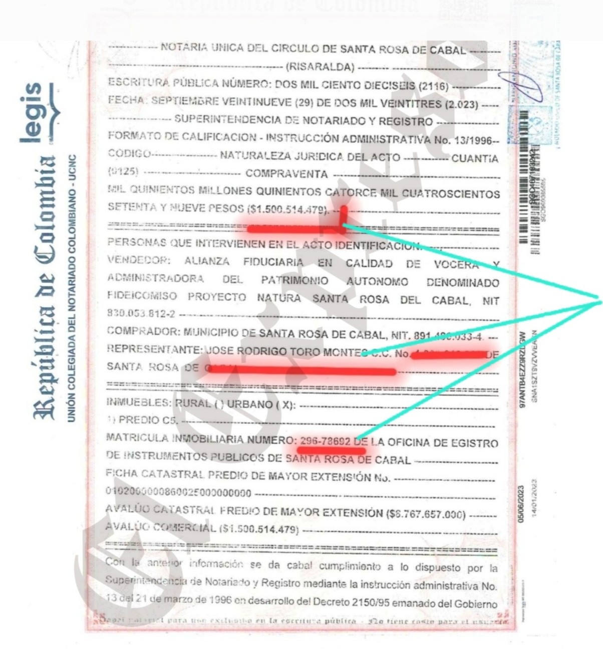 Fiscalía investiga lote que Toro compró en $1.500 millones y que salió de otro comprado en $568 millones, Juez le tumba tutela y valida nuestra investigación 5 fiscalia investiga lote que toro compro en 1 500 millones y que salio de otro comprado en 568 juez le tumba tutela y valida nuestra investigacion escritura 1500