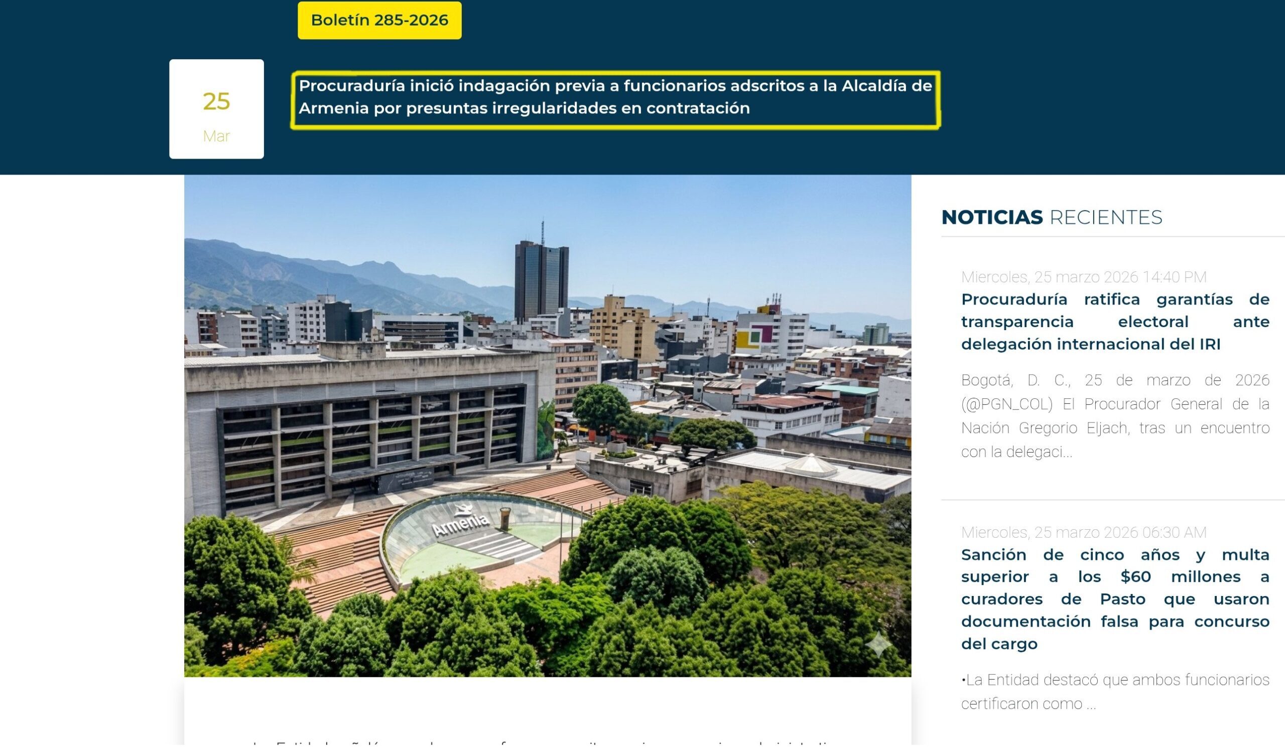 Fiscalía y Procuraduría investigan alcalde y secretarios de Armenia por contrato de $57.463 millones que denunciamos 12 fiscalia y procuraduria investigan alcalde y secretarios de armenia por contrato de 57 463 millones que denunciamos p scaled e1774544182174