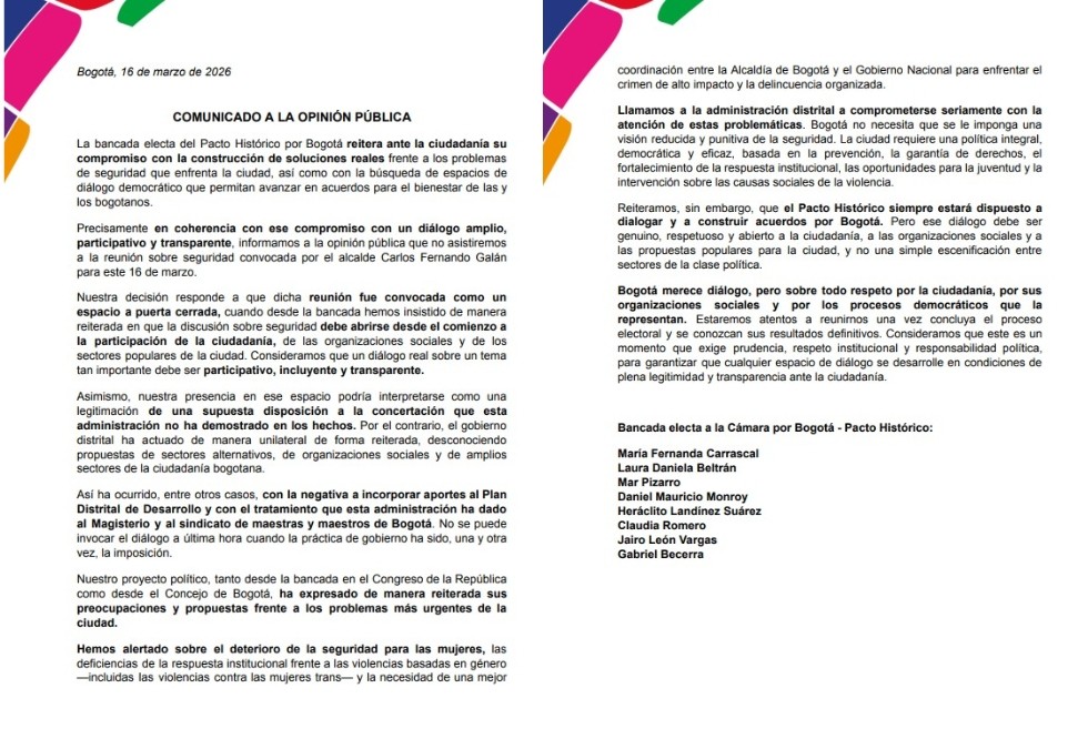mujeres del pacto historico piden la salida de hollman morris de rtvc comunicado pacto historico sobre morris