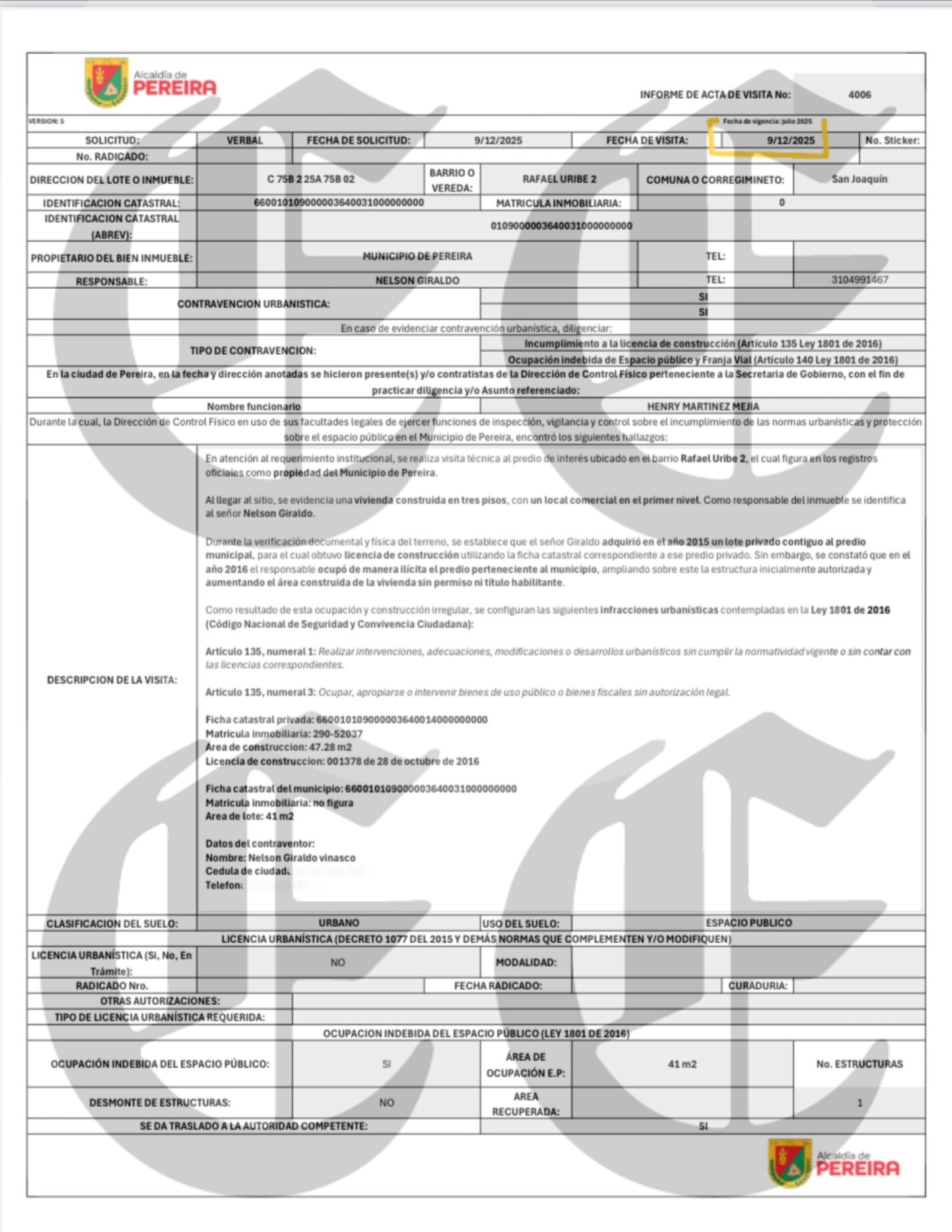 pereira esta indefensa destruyeron un parque infantil construyeron un restaurante denuncie pero la inspectora 5a no actua 3