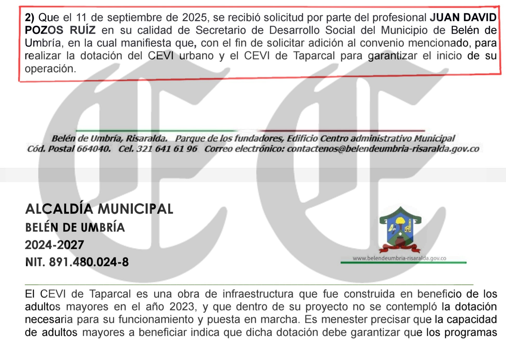 que descaro presunto detrimento de 764 millones en convenio de 1 500 millones que firmo alcalde de belen para atender ancianos 2