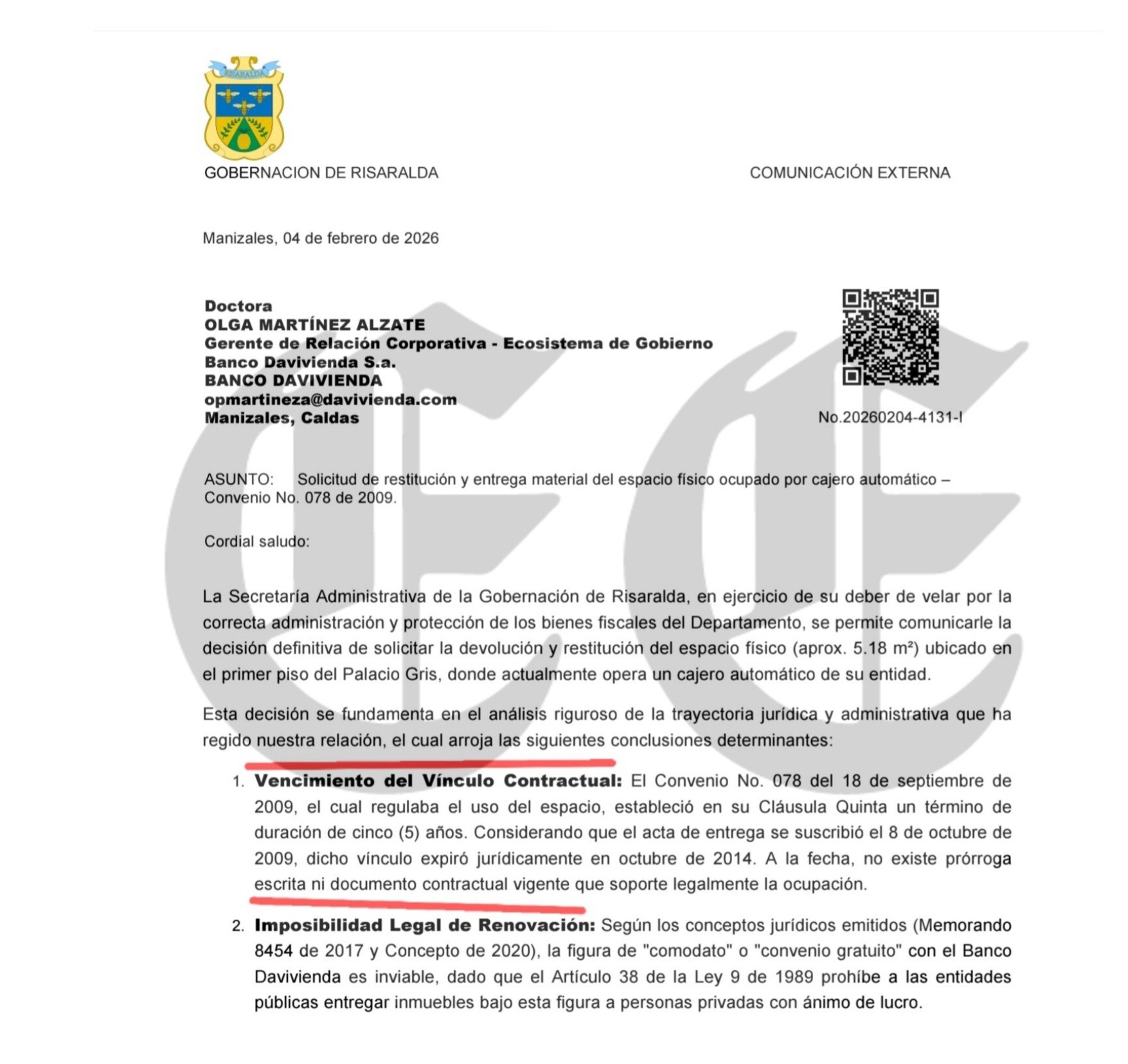 contraloria apertura proceso a victor tamayo por el comodato con davivienda 5