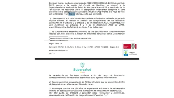 supersalud advierte jorge ivan ospina no cumple requisitos para intervenir nueva eps advertencia sobre jorge ivan ospina en nueva eps
