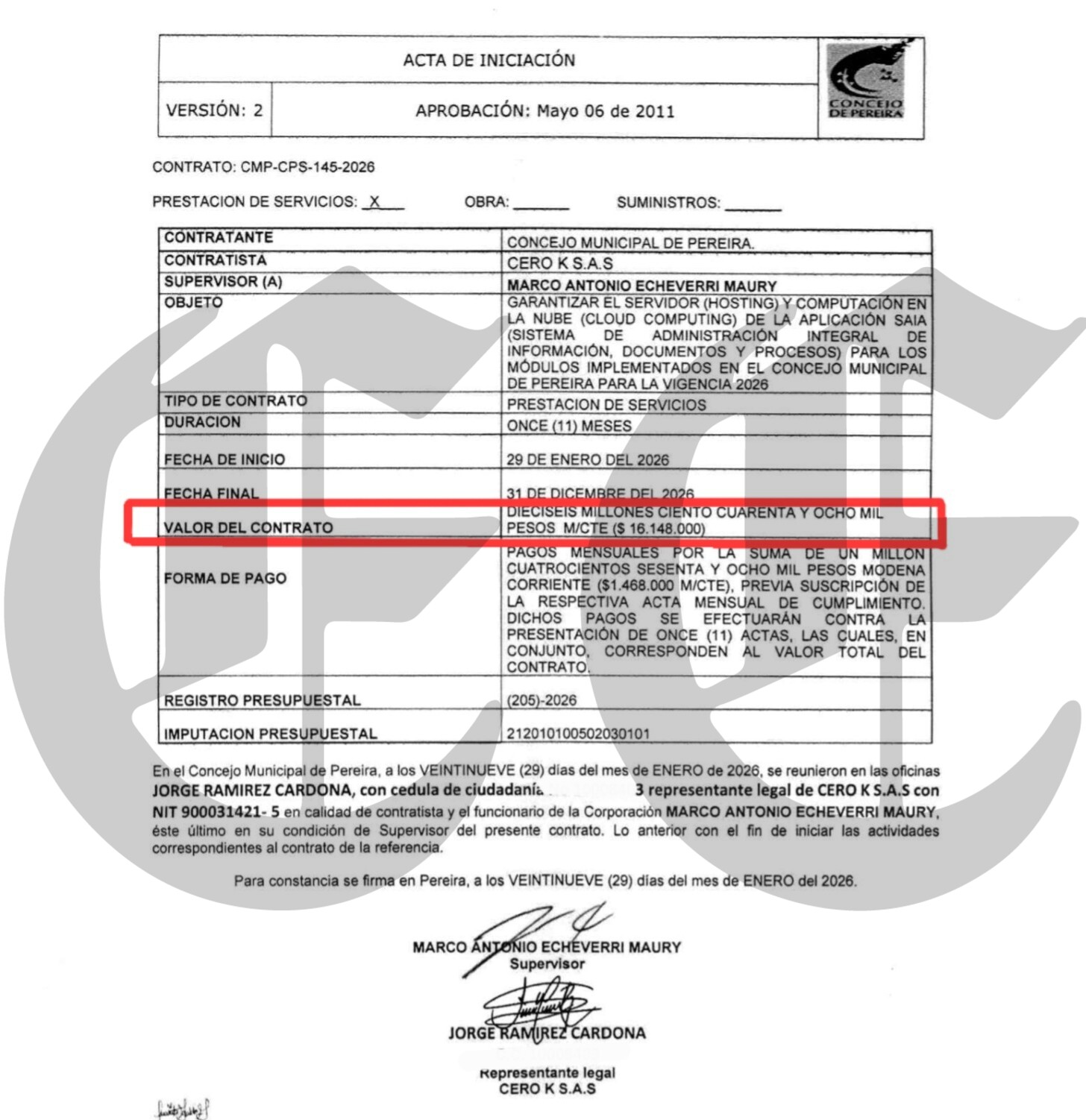 a procuraduria marco echevery secretario del concejo por contrato de 107 millones p3