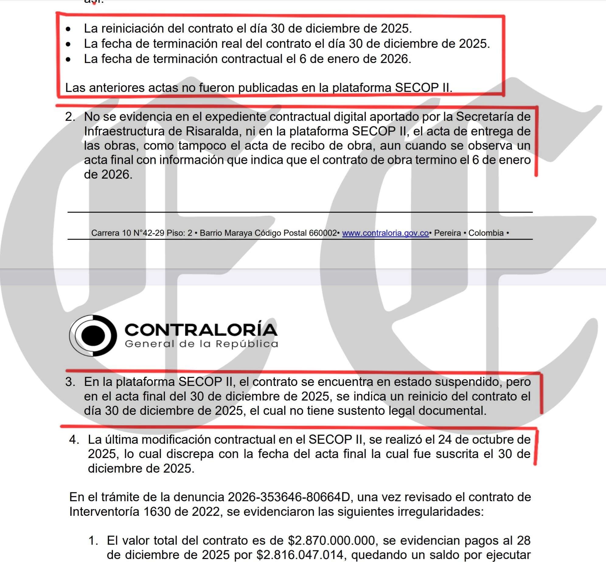contraloria intervino contrato por 17 000 millones de la gobernacion de tamayo v777
