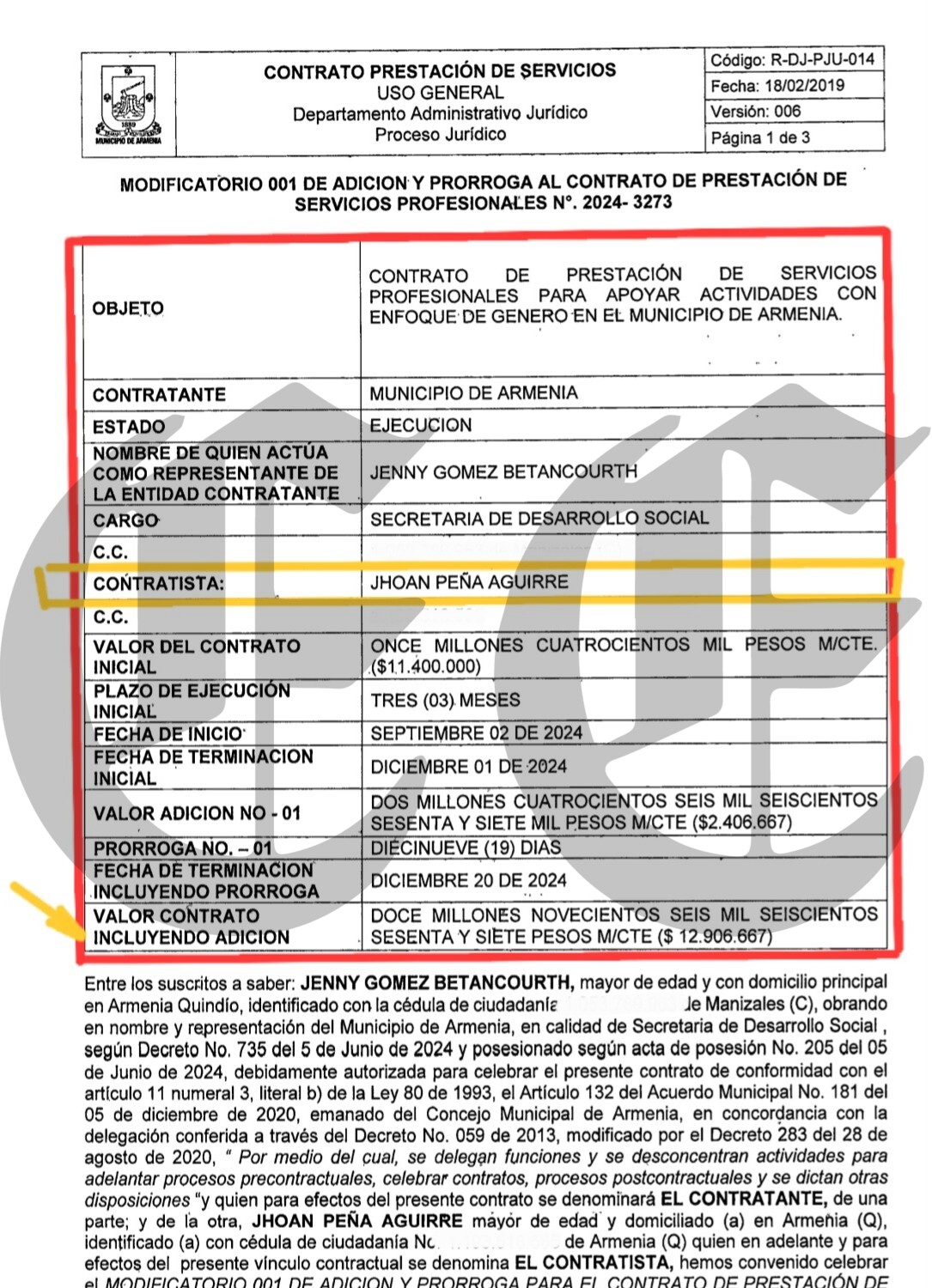 corrupcion jhoan pena esta contratado en la alcaldia de armenia cobra 16 millones pero esta viviendo en espana 2024 2