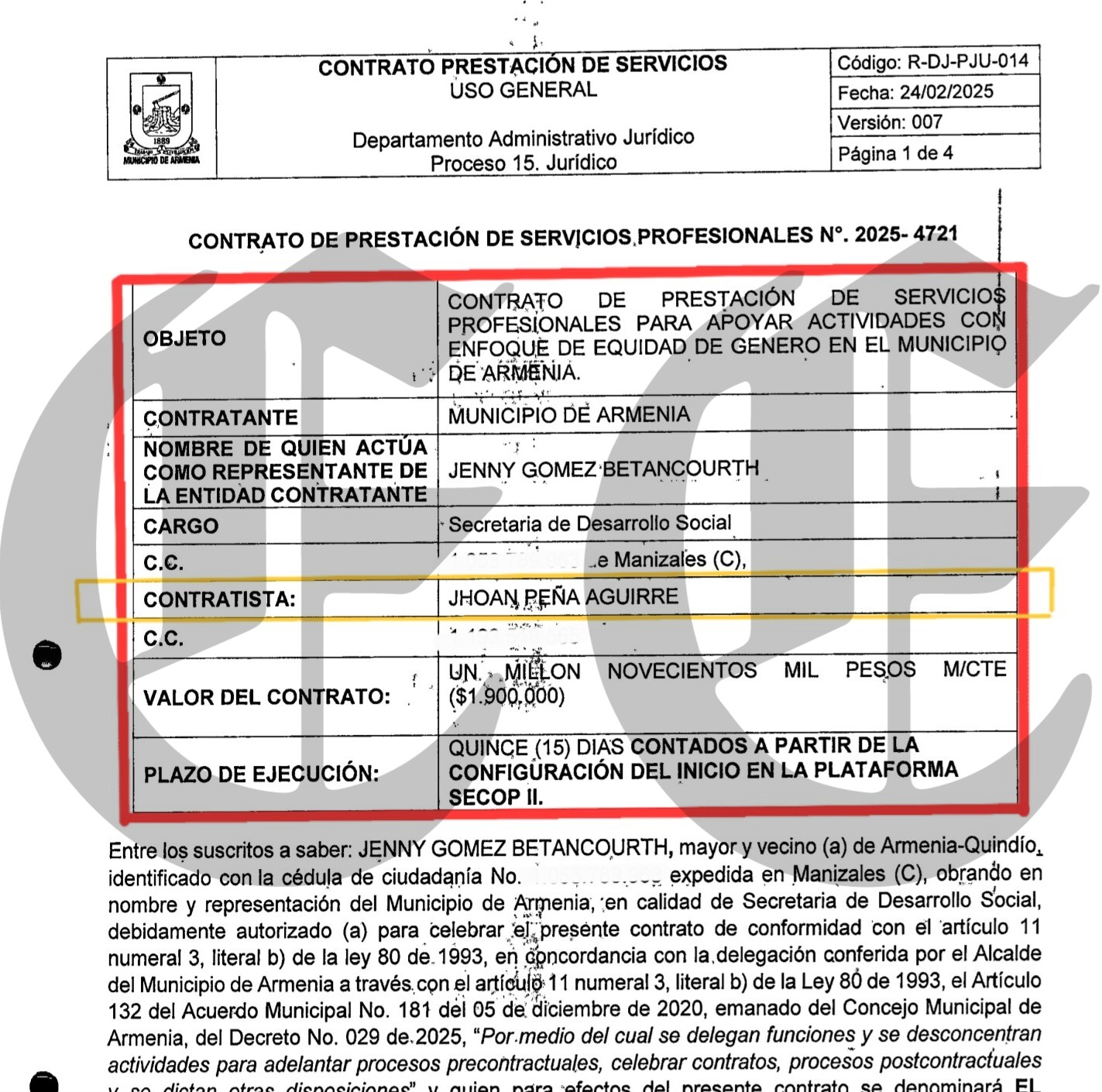 corrupcion jhoan pena esta contratado en la alcaldia de armenia cobra 16 millones pero esta viviendo en espana 2025 3