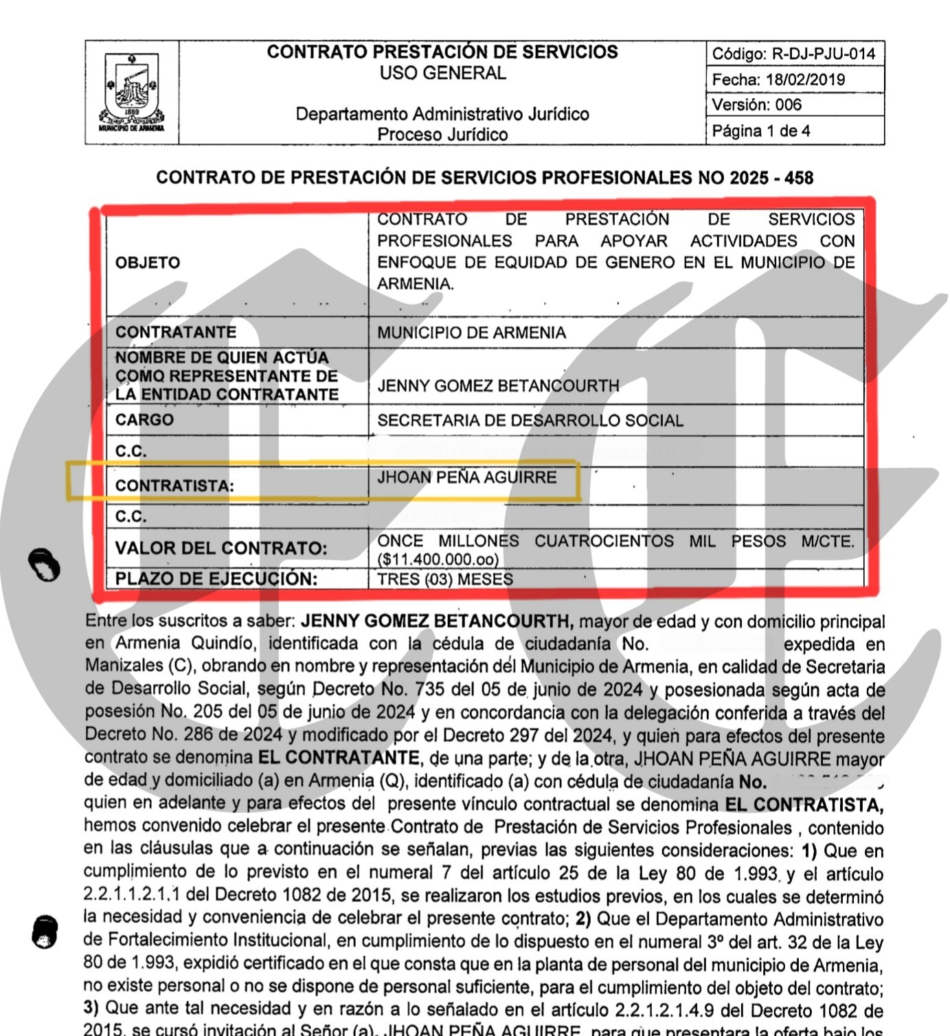 corrupcion jhoan pena esta contratado en la alcaldia de armenia cobra 16 millones pero esta viviendo en espana 2025