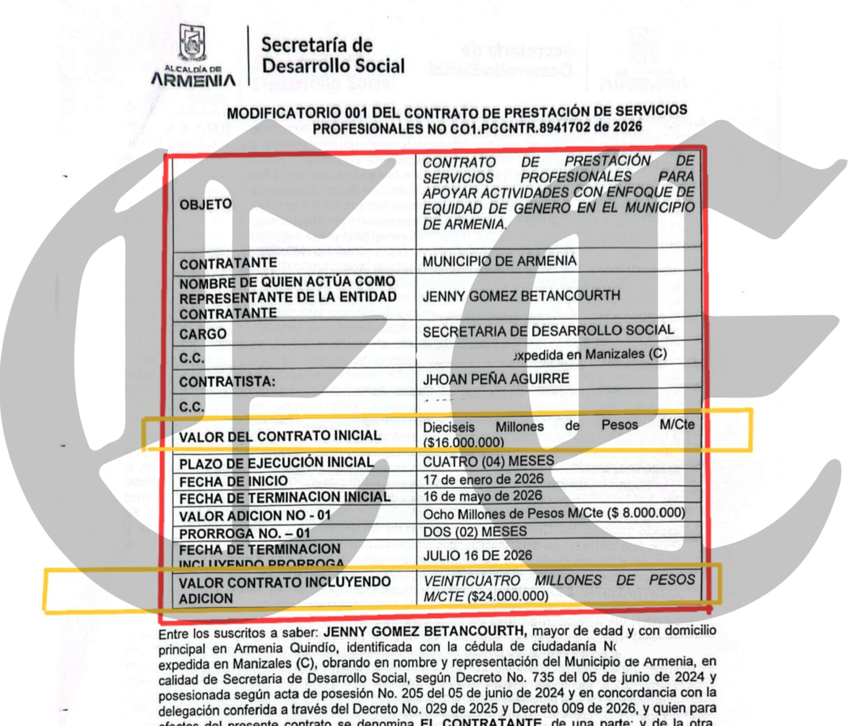corrupcion jhoan pena esta contratado en la alcaldia de armenia cobra 16 millones pero esta viviendo en espana 2026