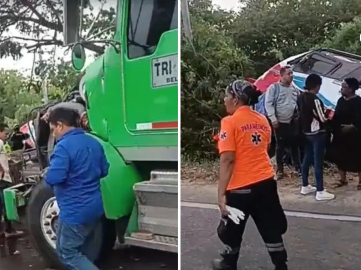 Diez personas resultaron heridas tras fuerte choque entre bus y tractocamión en Sabanagrande