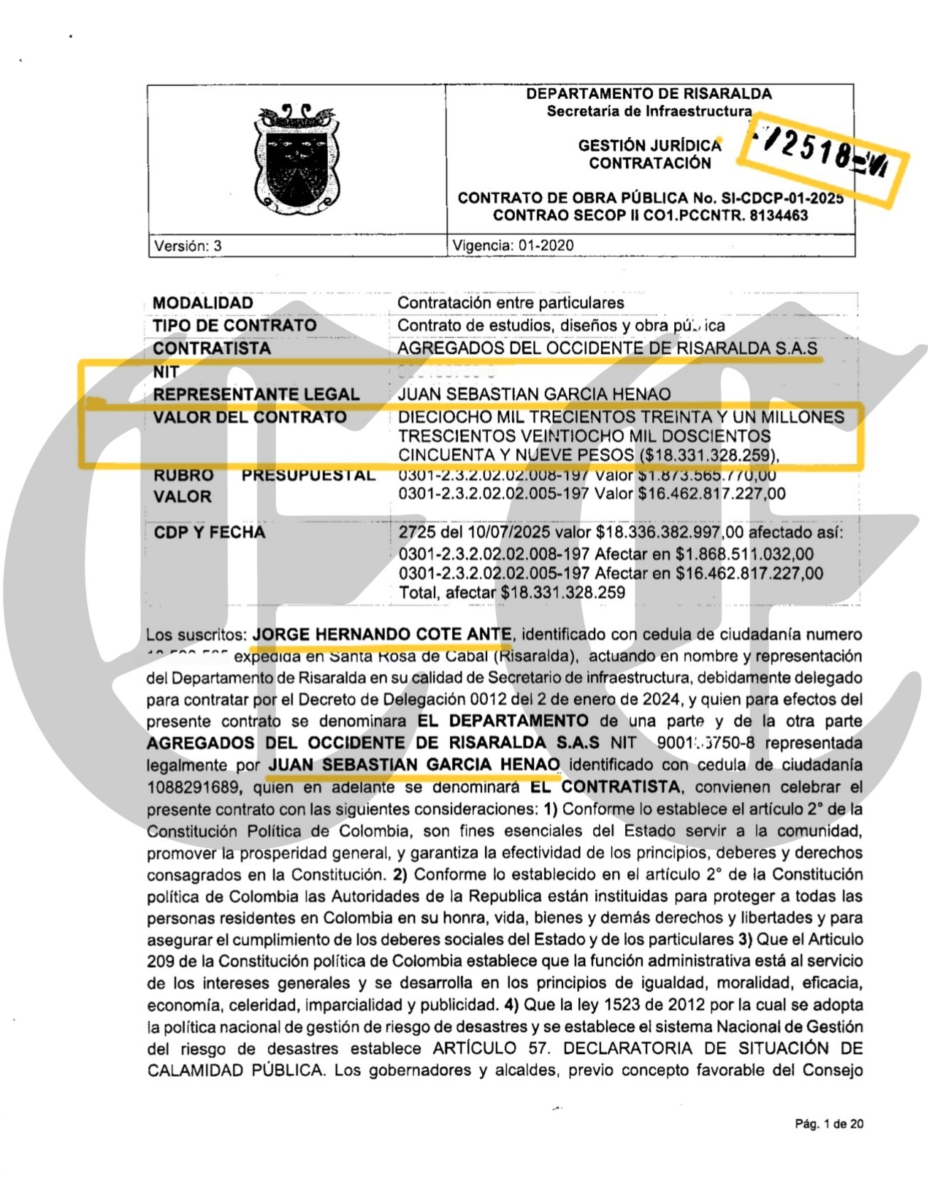 senores agregados del occidente un contrato de 13 689 millones les anticipan el 20 era para 8 meses y van 16 y apenas reinician a