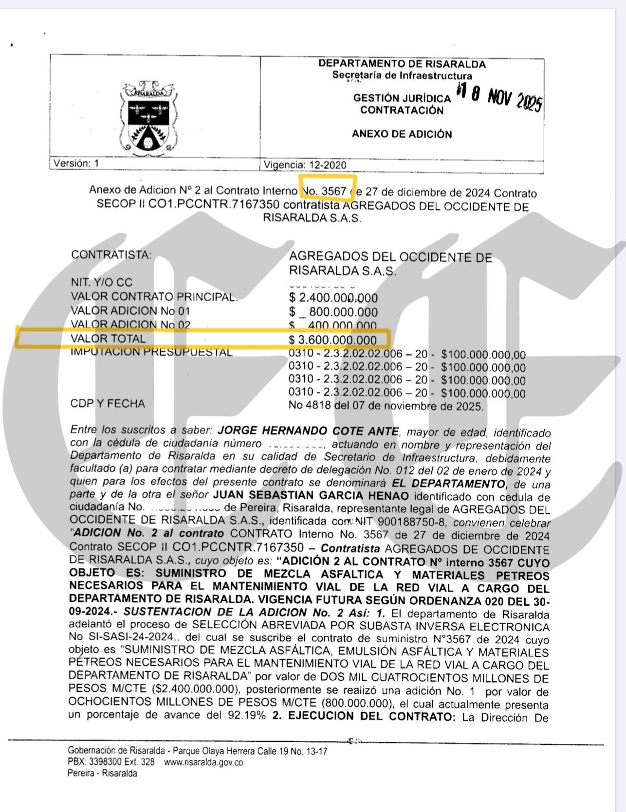 senores agregados del occidente un contrato de 13 689 millones les anticipan el 20 era para 8 meses y van 16 y apenas reinician c