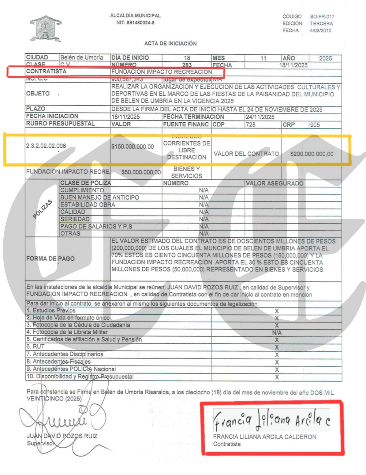 mas escandalos en contratos millonarios del alcalde de belen de umbria y mas cerca su revocatoria 1