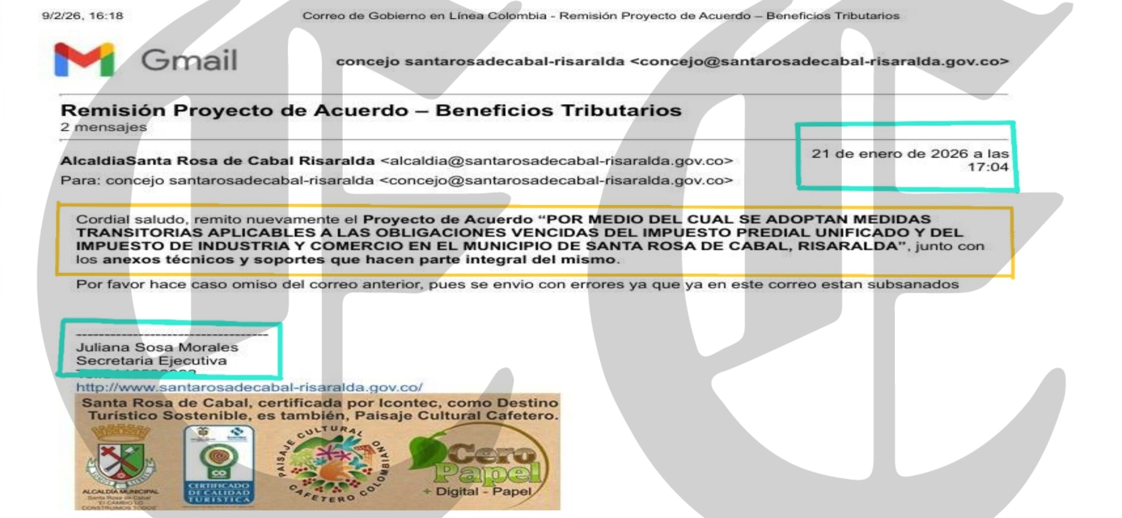 Procuraduría apertura investigación a alcalde de Santa Rosa de Cabal, funcionarios y concejales 15 procuraduria apertura investigacion a alcalde de santa rosa de cabal funcionarios y concejales a