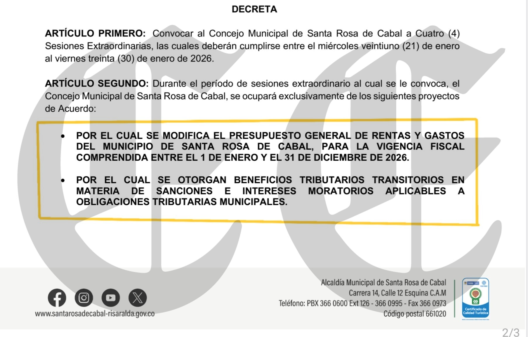 Procuraduría apertura investigación a alcalde de Santa Rosa de Cabal, funcionarios y concejales 13 procuraduria apertura investigacion a alcalde de santa rosa de cabal funcionarios y concejales b1