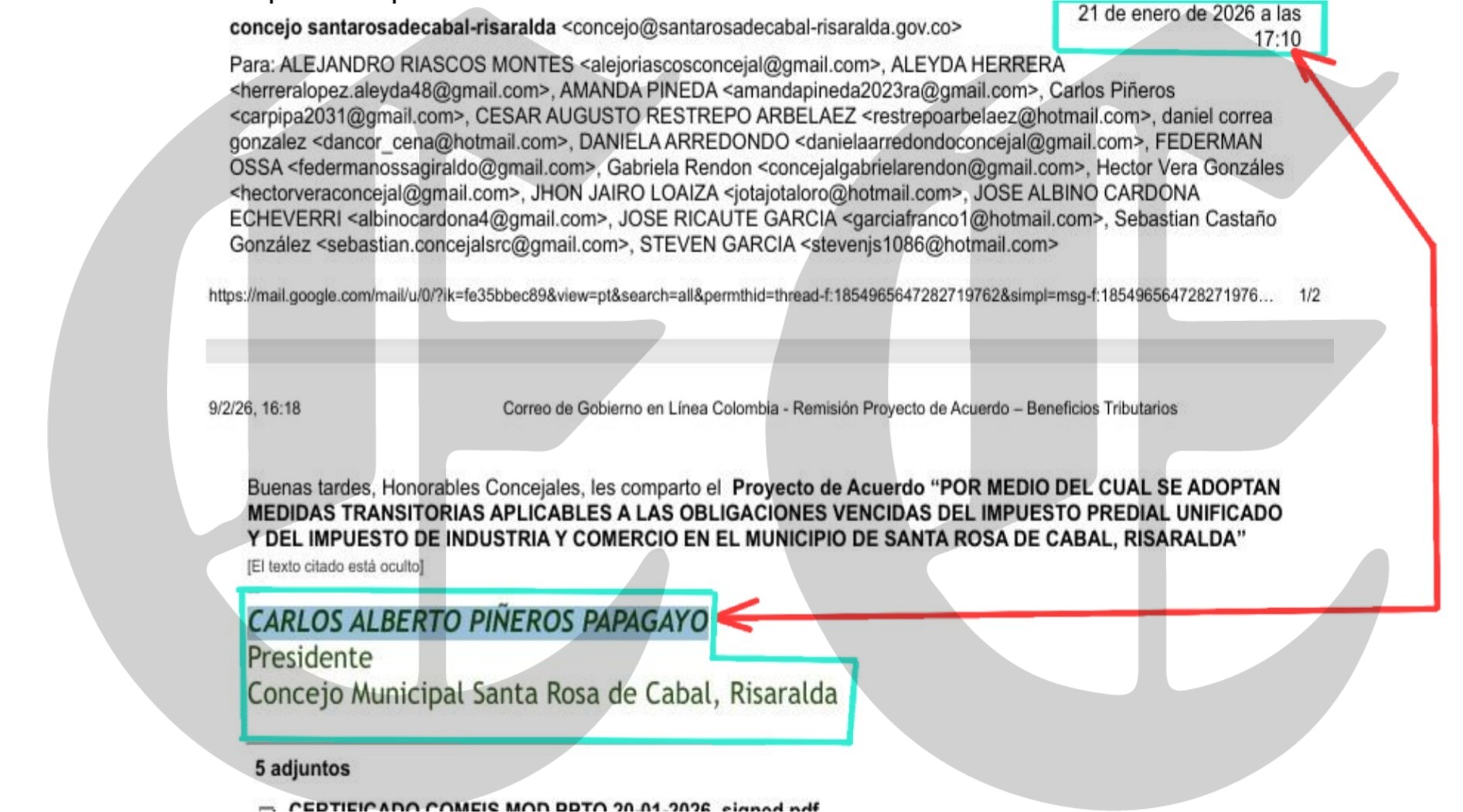 Procuraduría apertura investigación a alcalde de Santa Rosa de Cabal, funcionarios y concejales 22 procuraduria apertura investigacion a alcalde de santa rosa de cabal funcionarios y concejales c