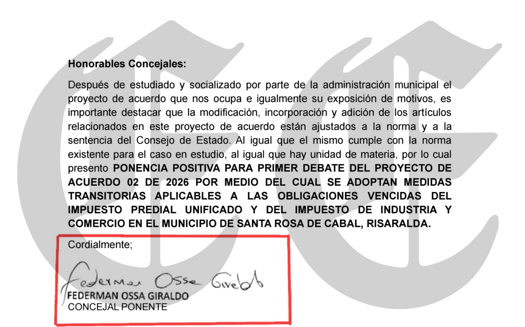 Procuraduría apertura investigación a alcalde de Santa Rosa de Cabal, funcionarios y concejales 27 procuraduria apertura investigacion a alcalde de santa rosa de cabal funcionarios y concejales f2