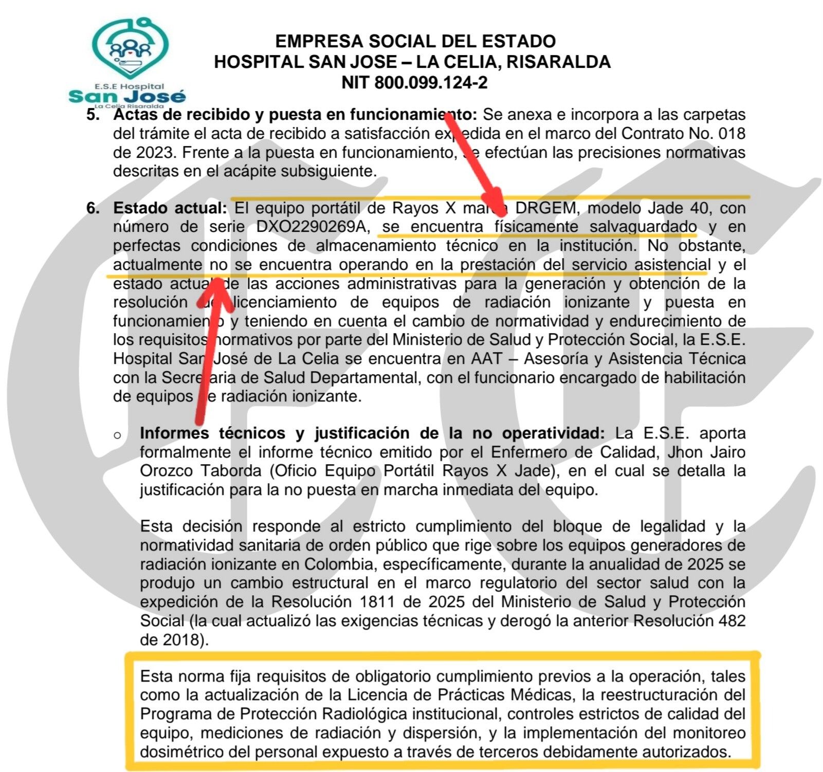 que derroche en 2023 en la celia compraron un equipo de rayos x por 250 millones y esta guardado 4