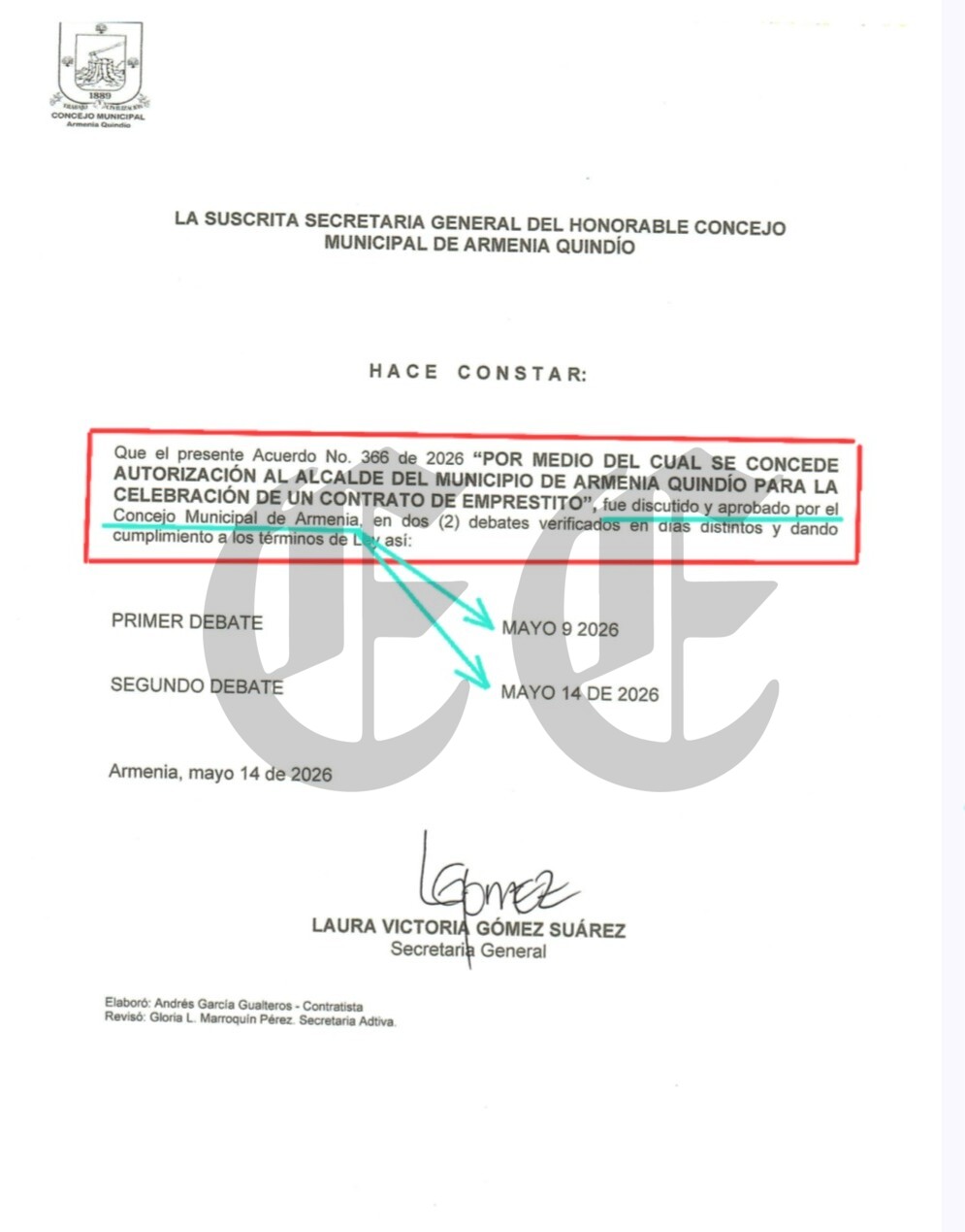 que grave denuncian proceso para emprestito por 100 000 millones de la alcaldia de armenia 3