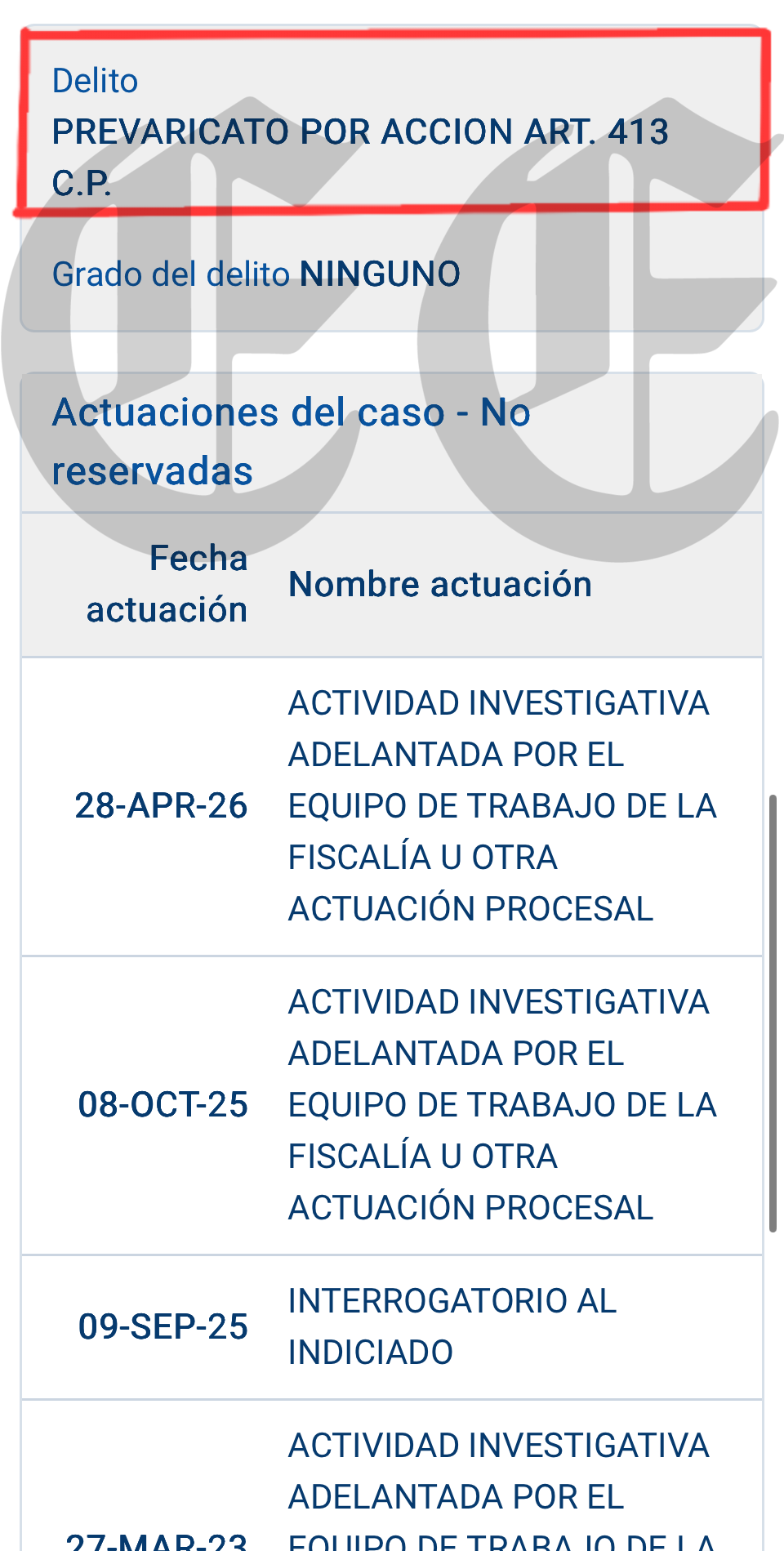 que pasa en la fiscalia 20 con jenny constanza y su proceso por presunto prevaricato por accion c