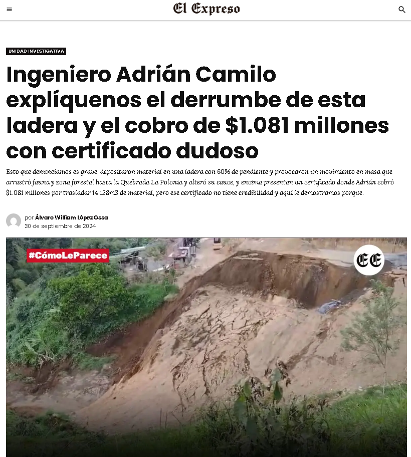 al ingeniero adrian camilo lo investigan en la fiscalia pero sigue sumando contratos por miles de millones con la edur captura de pantalla 2026 07 15 172332