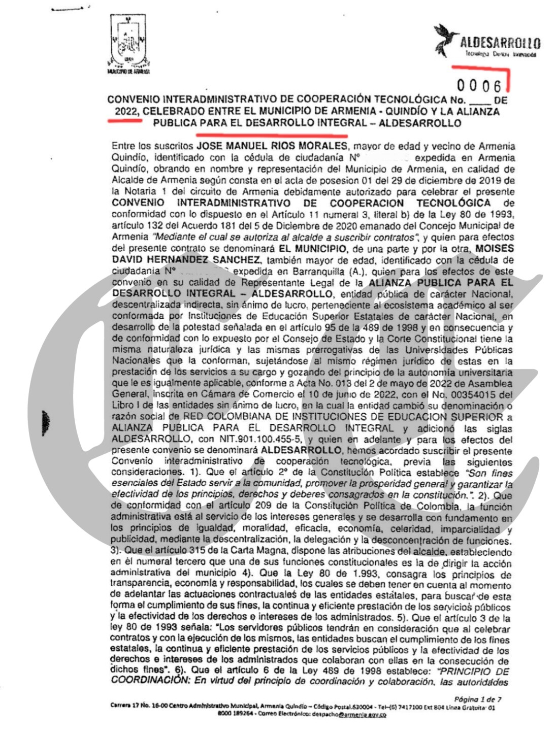 el carrusel digital de armenia 1 contratos por 123 899 millones con aldesarrollo alcalde james padilla y la denuncia en fiscalia 2022 minuto