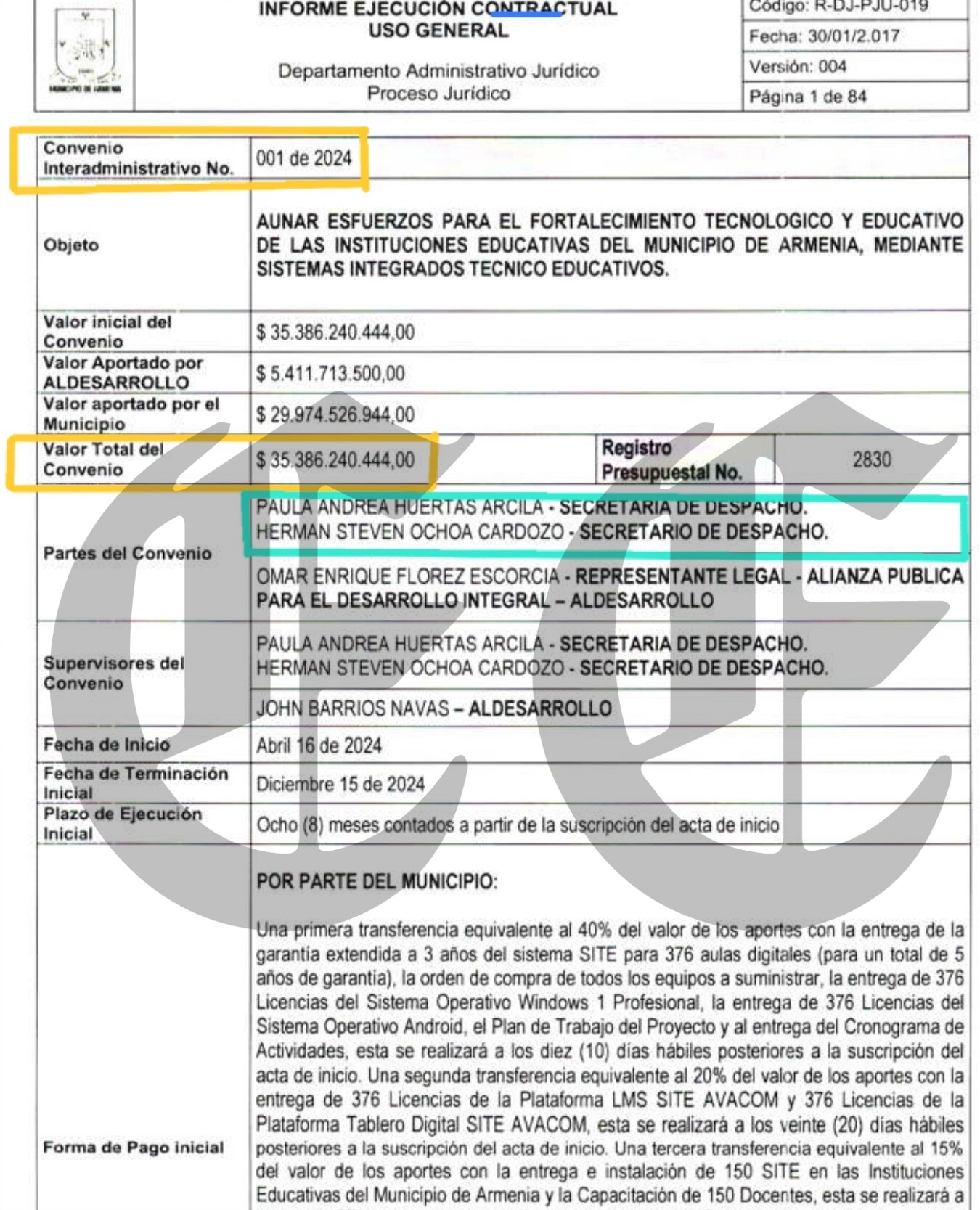 el carrusel digital de armenia 1 contratos por 123 899 millones con aldesarrollo alcalde james padilla y la denuncia en fiscalia 2024
