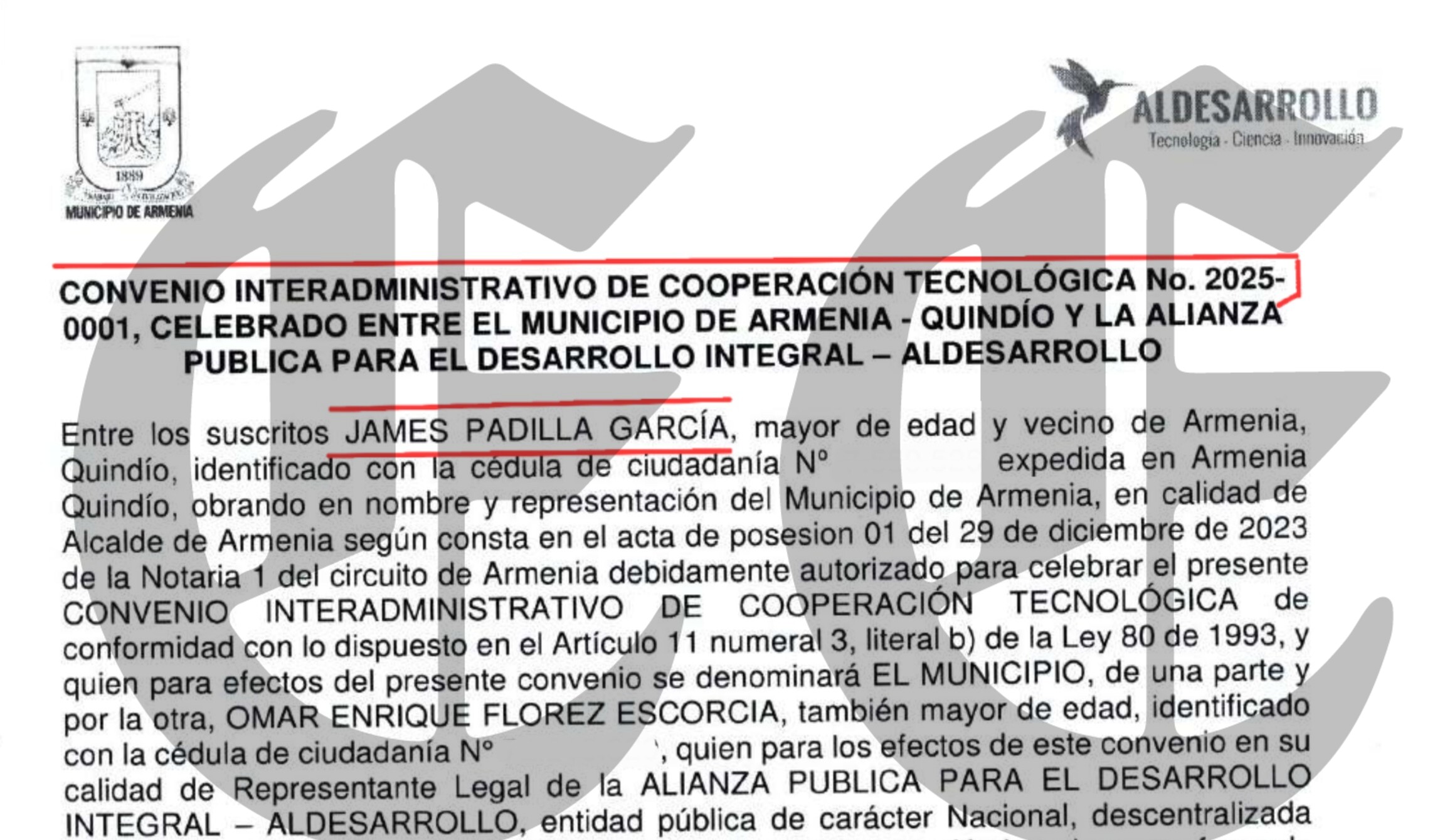 el carrusel digital de armenia 1 contratos por 123 899 millones con aldesarrollo alcalde james padilla y la denuncia en fiscalia 2025 2
