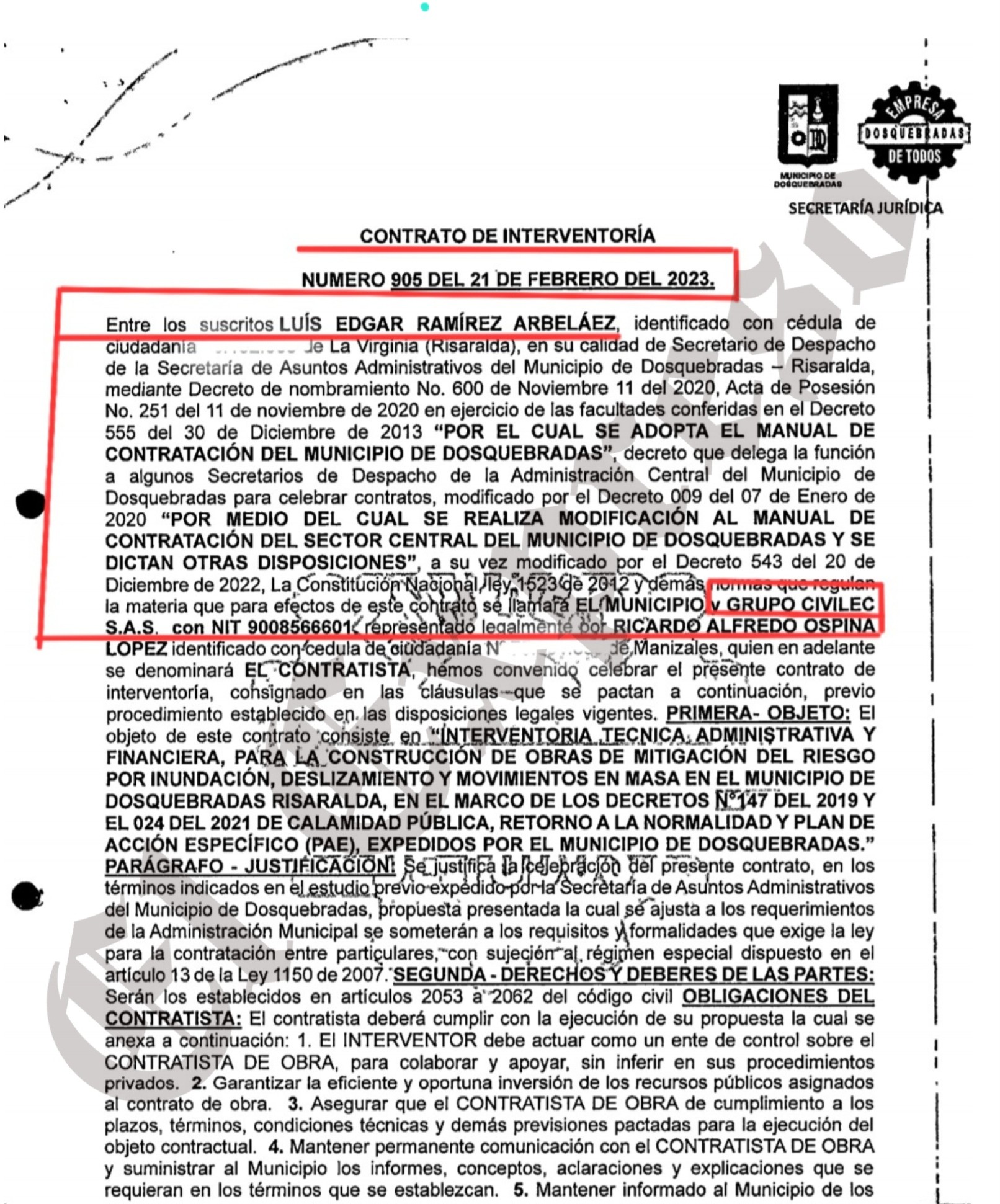 estos son los funcionarios y contratistas que seran imputados por un contrato de mas de 20 000 millones en alcaldia de dosquebradas 4