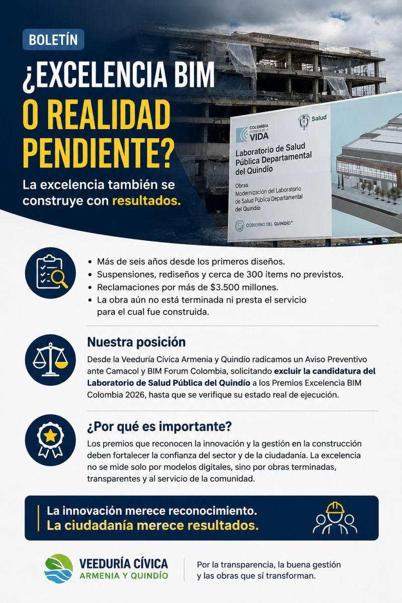 veeduria del quindio pide a camacol revisar la nominacion del laboratorio de salud publica image 1