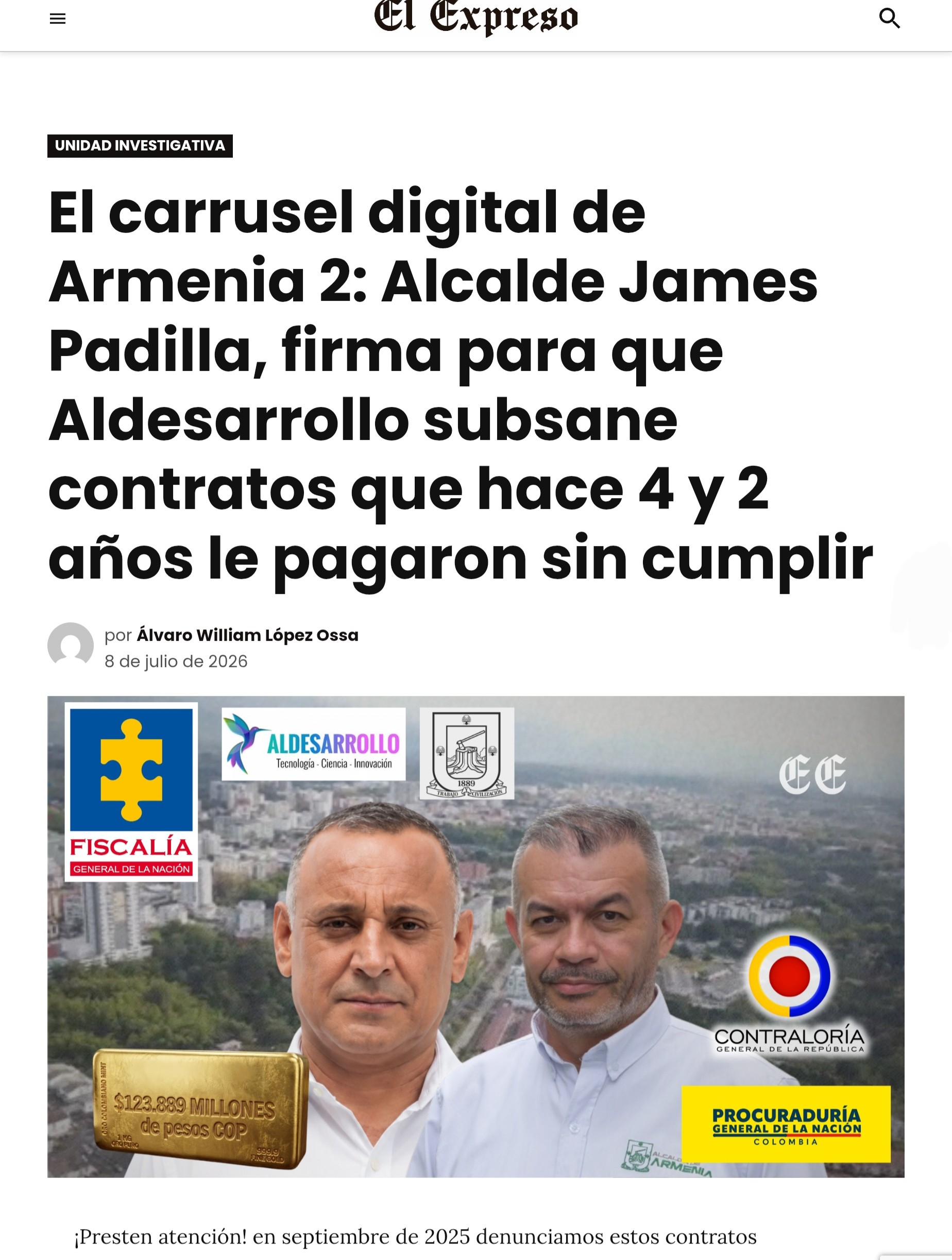 alcalde james padilla debe responder por que armenia no puede educar virtualmente despues del terremoto si pago mas de 130 mil millones por un ecosistema digital educativo 3