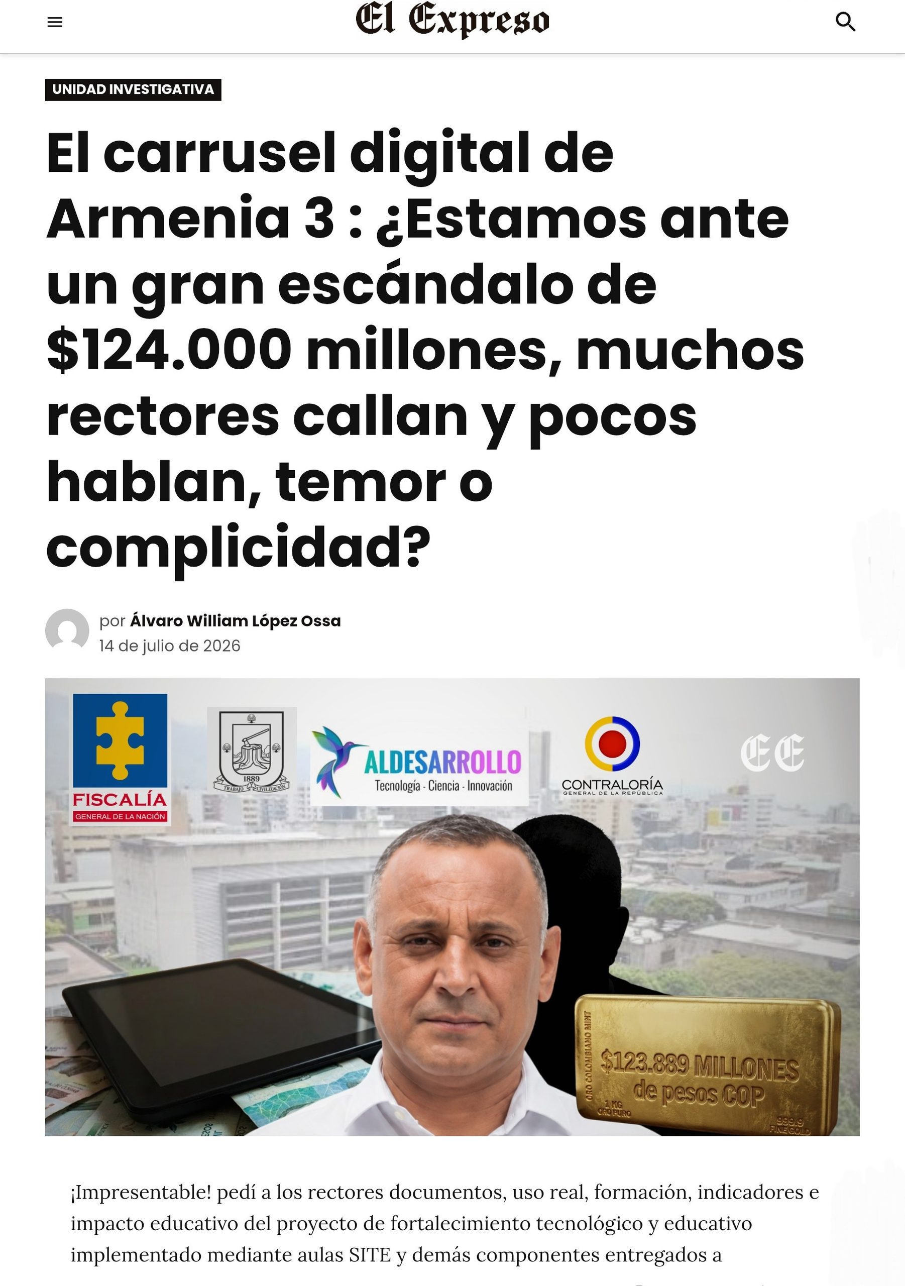 alcalde james padilla debe responder por que armenia no puede educar virtualmente despues del terremoto si pago mas de 130 mil millones por un ecosistema digital educativo 5 scaled alcalde james padil