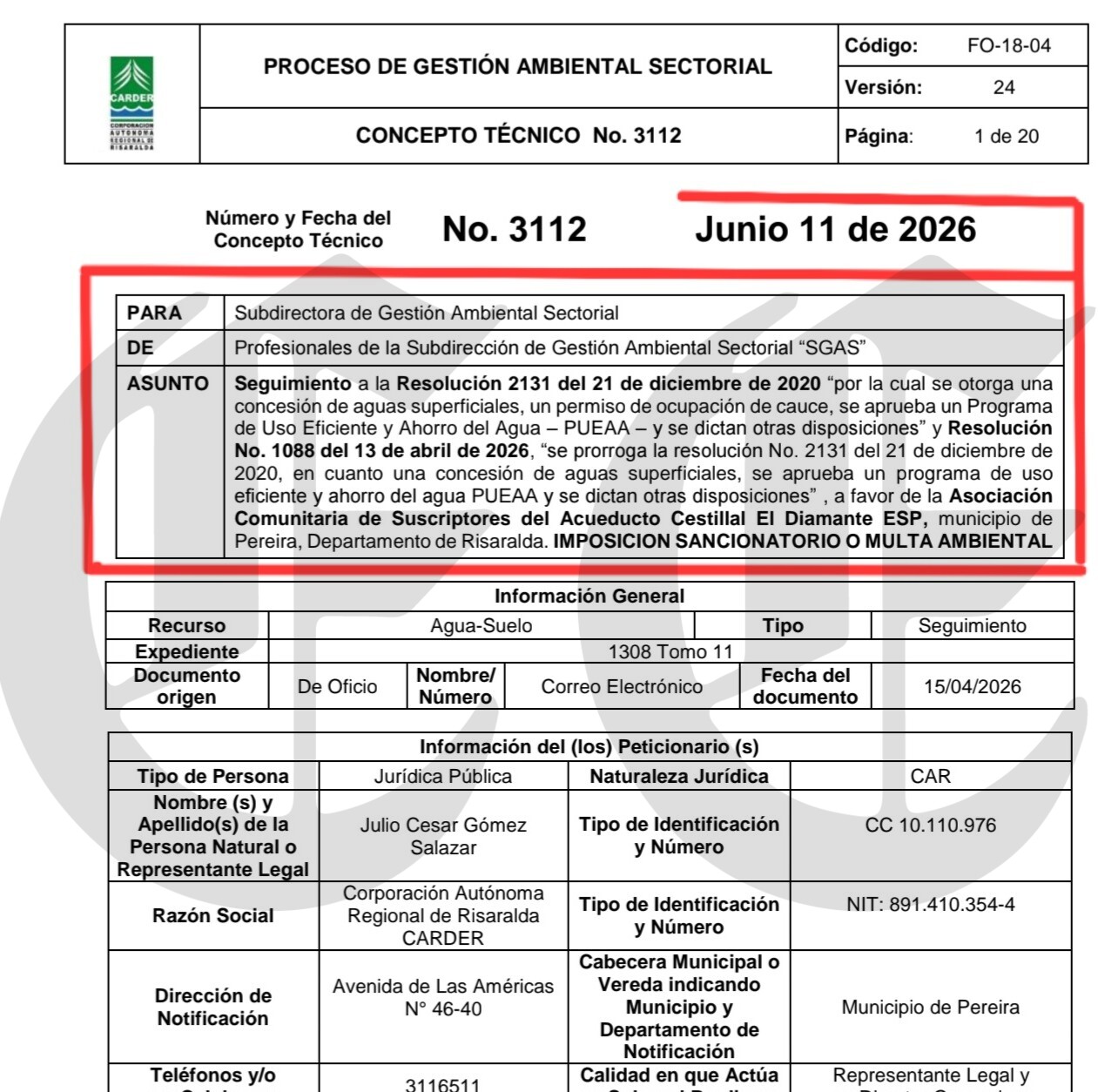 Carder inició proceso sancionatorio ambiental a Acueducto Cestillal El Diamante 10 carder inicio proceso sancionatorio ambiental a acueducto cestillal el diamante 2