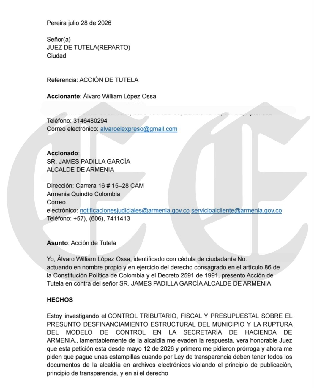 el alcalde james padilla esconde informacion de contratos 3 tutelas por ocultar informacion que solo contesta cuando un juez se lo ordena 1