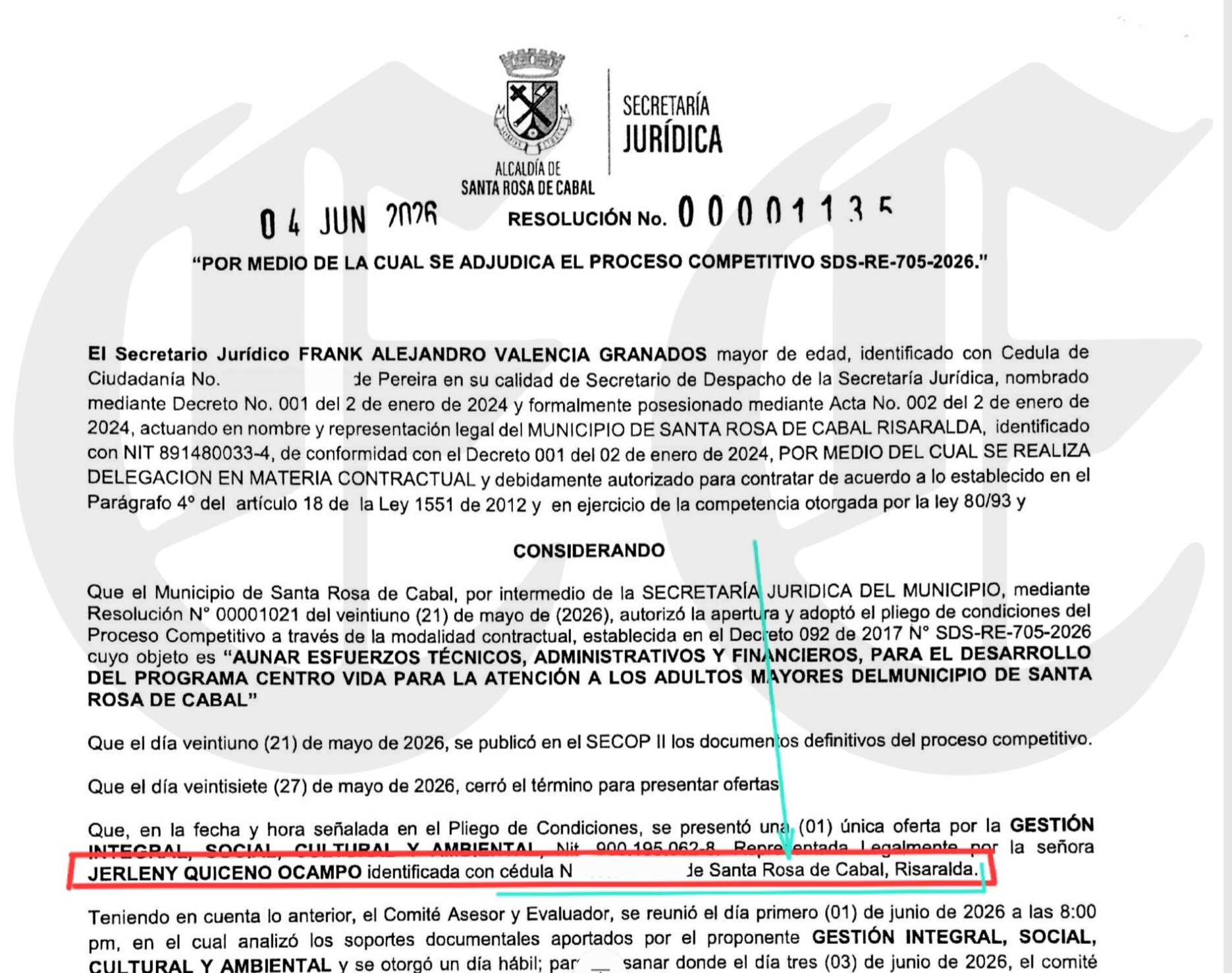 alcalde paulo gomez un convenio de 1 563 millones con pliego a la medida cedula 1