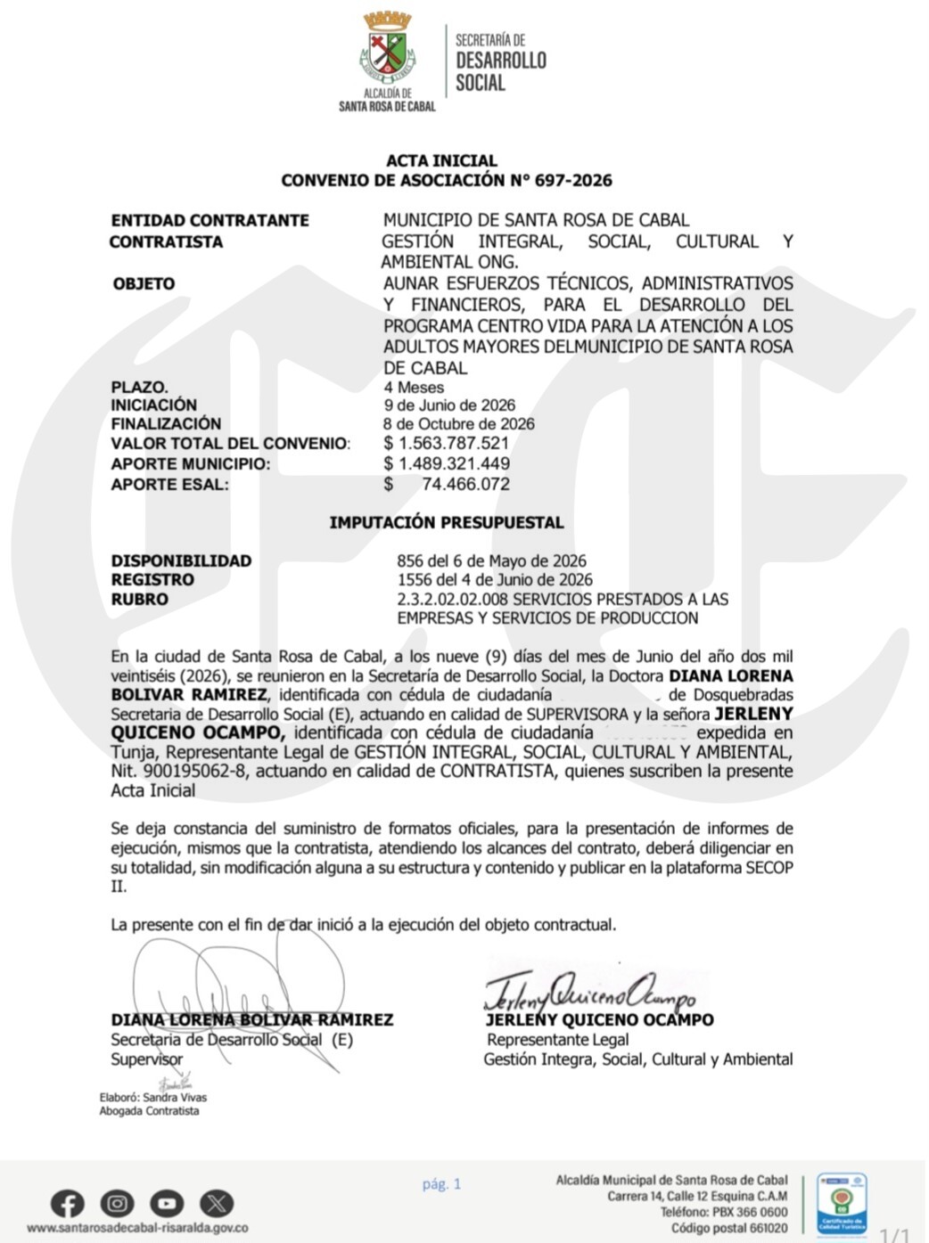 alcalde paulo gomez un convenio de 1 563 millones con pliego a la medida contrato