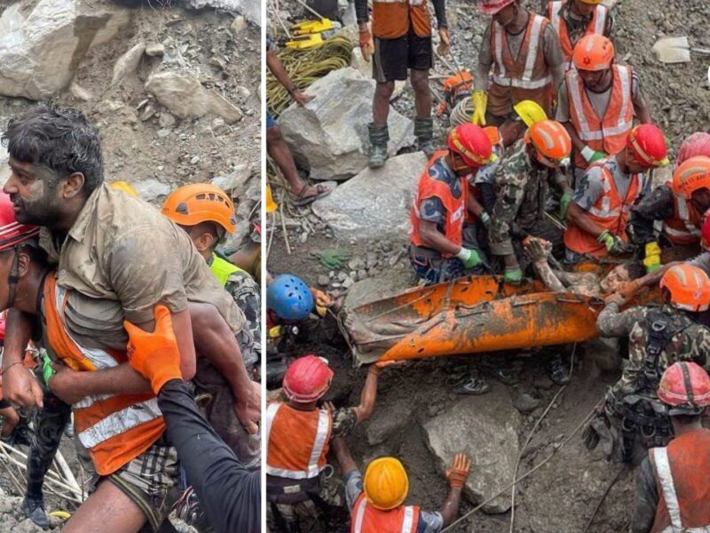 atrapados nueve dias bajo tierra sobreviven a las devastadoras inundaciones en nepal nepal rescate trabajadores