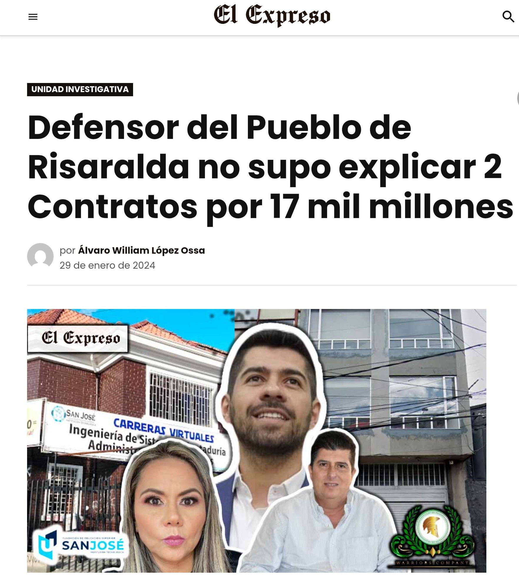 warriors un contratadero de 15000 millones de pesos con la gobernacion de ensenar ingles a intervenir predios portada