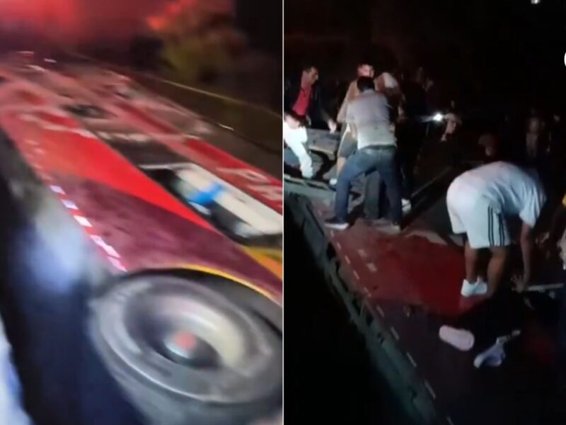 intento de asalto a bus intermunicipal en la via panamericana deja cuatro fallecidos y 56 heridos accidente redes sociales