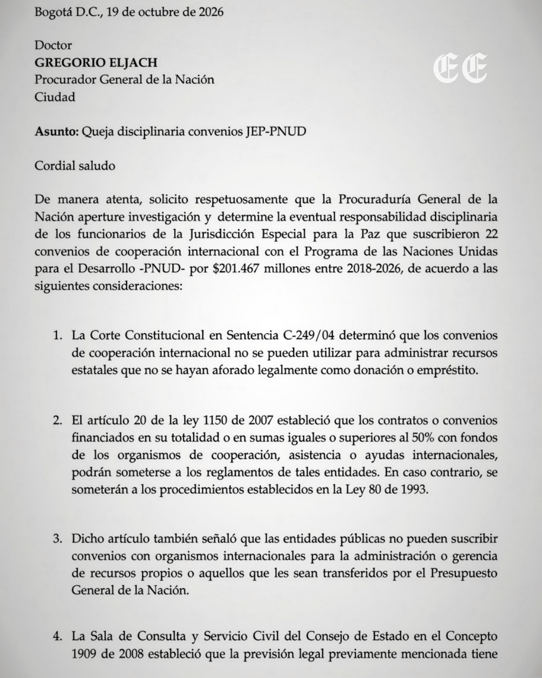 organismos de control investigaran convenios por mas de 200 mil millones de pesos entre la jep y el pnud internacional 6